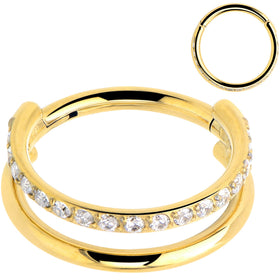Titanium Double Hoop Hinged Segment Ring Micro Gem -16G 5/16