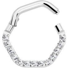 16G 5/16 Clear CZ Gem Hexagon Shape Hinged Segment Ring