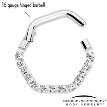 16G 5/16 Clear CZ Gem Hexagon Shape Hinged Segment Ring