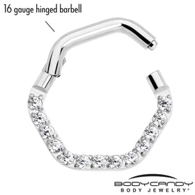 16G 5/16 Clear CZ Gem Hexagon Shape Hinged Segment Ring