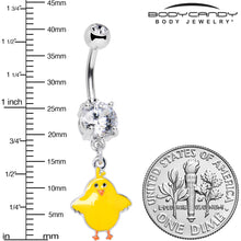 Clear Gem Sweet Yellow Baby Chick Dangle Belly Ring