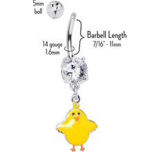 Clear Gem Sweet Yellow Baby Chick Dangle Belly Ring