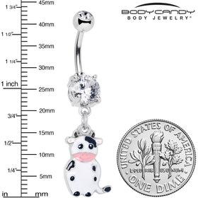 Clear Gem Moo Cow Cutie Dangle Belly Ring
