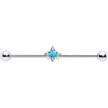 14G Blue Synthetic Opal Rhombus Star Industrial Barbell 38mm