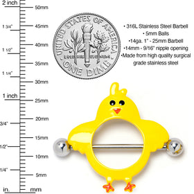 14G 9/16 Little Yellow Chicks Nipple Shield Set
