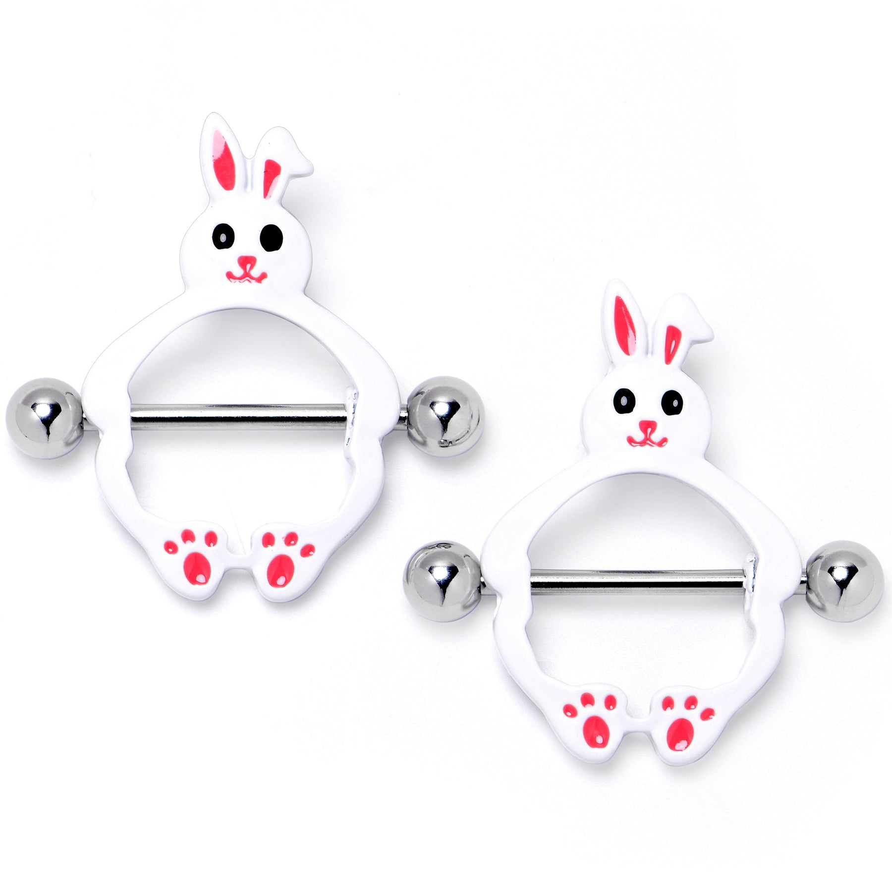 14G 9/16 Bunny White Rabbit Nipple Shield Set