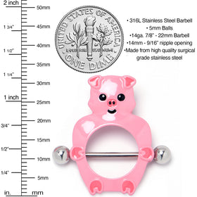 14G 9/16 Happy Pink Pigs Nipple Shield Set