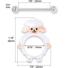14G 9/16 Sweetheart Sheep White Nipple Shield Set