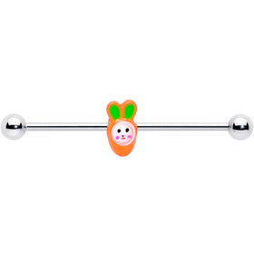 14G Surprise Carrot Easter Bunny Industrial Barbell 38mm