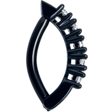Clear CZ Gem Black Quintet Forward Facing Hinged Belly Hoop