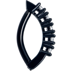 Clear CZ Gem Black Quintet Forward Facing Hinged Belly Hoop