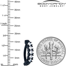 Clear CZ Gem Black Quintet Forward Facing Hinged Belly Hoop