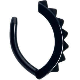 Black Three Dimensional Textured Forward Facing Hinged Hoop Belly Ring