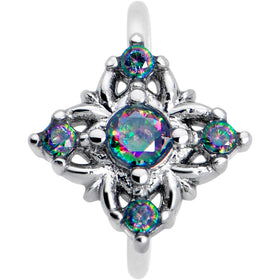 20G 5/16 Vitrail CZ Gem Beauty Cross Nose Hoop