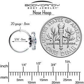 20G 5/16 Vitrail CZ Gem Beauty Cross Nose Hoop