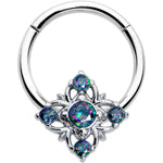 16G 3/8 Vitrail CZ Gem Beauty Cross Hinged Segment Ring