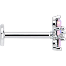 16G 5/16 Pink Faux Opal Internally Threaded Flower Labret Tragus