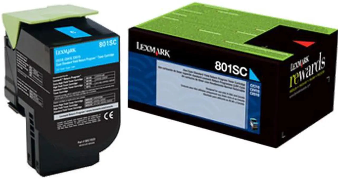 New, Pre-Owned - Lexmark 801SC Standard Yield Cyan Toner Cartridge, 80C1SC0