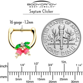 16G 5/16 Clear CZ Gem Gold Tone Bell Flower Cartilage Clicker