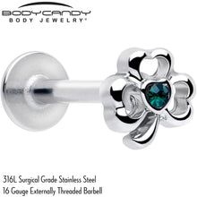 16G 5/16 Green Gem Heart Shamrock St Patricks Labret Monroe Tragus