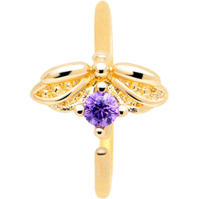 20G 5/16 Purple Gem Gold Tone Beauty Bug Nose Hoop
