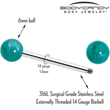 Color Acrylic Ball Tongue Ring Surgical Steel Barbell