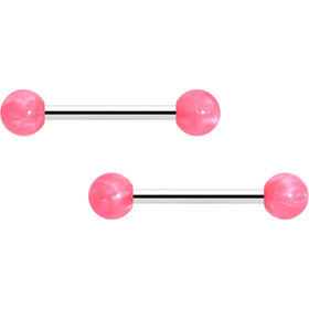 14G 9/16 Color Acrylic Ball Ends Barbell Nipple Ring Set