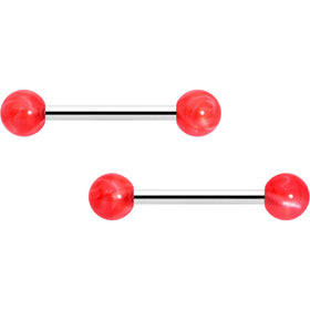 14G 9/16 Color Acrylic Ball Ends Barbell Nipple Ring Set