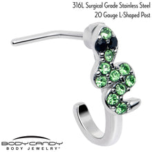20G 7mm Green Gem Snake Sweetie Faux Hoop L Shape Nose Ring