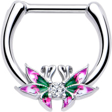 16G 5/16 Clear CZ Gem Profile Butterflies Cartilage Clicker