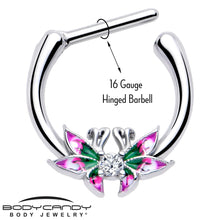 16G 5/16 Clear CZ Gem Profile Butterflies Cartilage Clicker