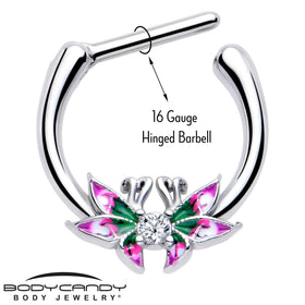 16G 5/16 Clear CZ Gem Profile Butterflies Cartilage Clicker