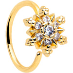 20G 5/16 Clear CZ Gem Gold Tone Glam Snowflake Nose Hoop