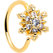 20G 5/16 Clear CZ Gem Gold Tone Glam Snowflake Nose Hoop