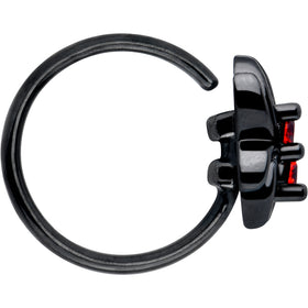 20G 5/16 Red CZ Gem Black Sleek Spider Nose Hoop