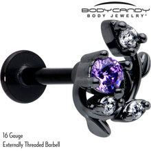16G 5/16 Purple Clear Gem Black Twining Vine Labret Monroe Tragus