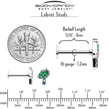16G 5/16 Aurora Gem Fanciful Green Mushroom Labret Monroe Tragus