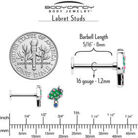 16G 5/16 Aurora Gem Fanciful Green Mushroom Labret Monroe Tragus