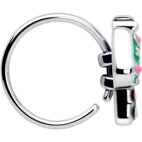 20G 5/16 Aurora Gem Fanciful Green Mushroom Nose Hoop