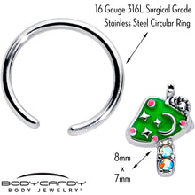 16G 3/8 Aurora Gem Fanciful Green Mushroom BCR Captive Ring