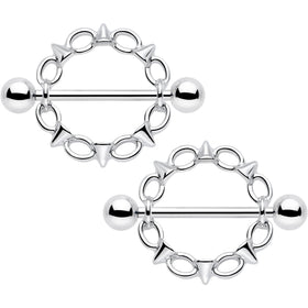 14G 9/16 Links And Spikes Nipple Shield Set