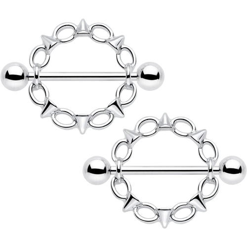 14G 9/16 Links And Spikes Nipple Shield Set