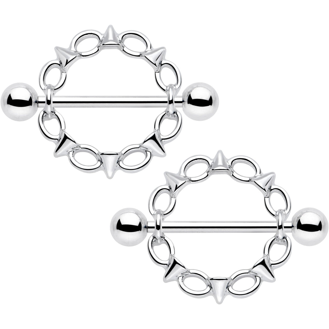 14G 9/16 Links And Spikes Nipple Shield Set