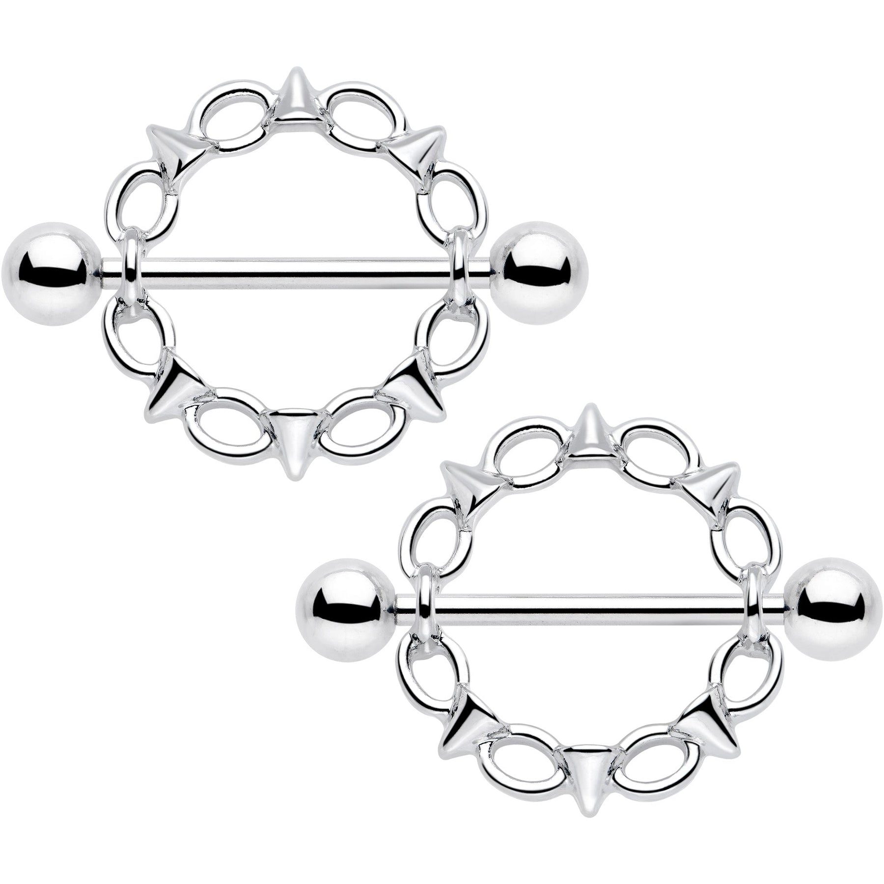 14G 9/16 Links And Spikes Nipple Shield Set