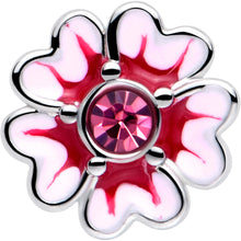 20G 5/16 Pink CZ Gem Dainty Pink Flower L Shape Nose Ring