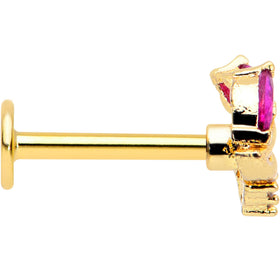 16G 5/16 Red CZ Gem Gold Tone Swirl Fan Labret Monroe Tragus
