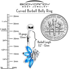 Blue CZ Gem Swirl Fan Belly Ring