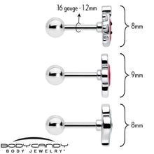16G 1/4 Ladybug Hippie Flower Cartilage Tragus Earring Set of 3