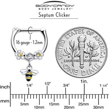 16G 5/16 Yellow CZ Gem Flower Bee Dangle Cartilage Clicker