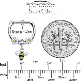 16G 5/16 Yellow CZ Gem Flower Bee Dangle Cartilage Clicker